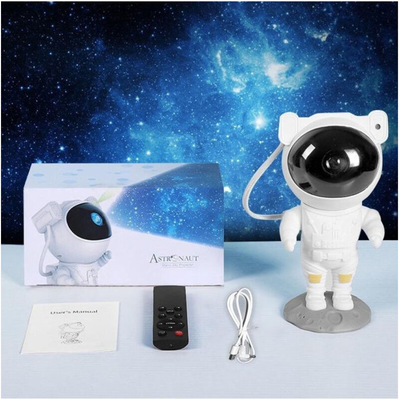 foto del prodotto trade shop traesio proiettore di stelle e galassie astronauta luce notturna con effetti planisfero 