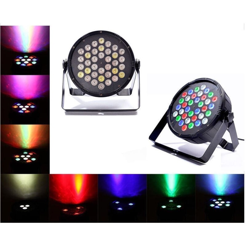 foto del prodotto trade shop traesio - proiettore dmx 512 effetto luce flat par light rgb alta luminosita 36 led 36w -