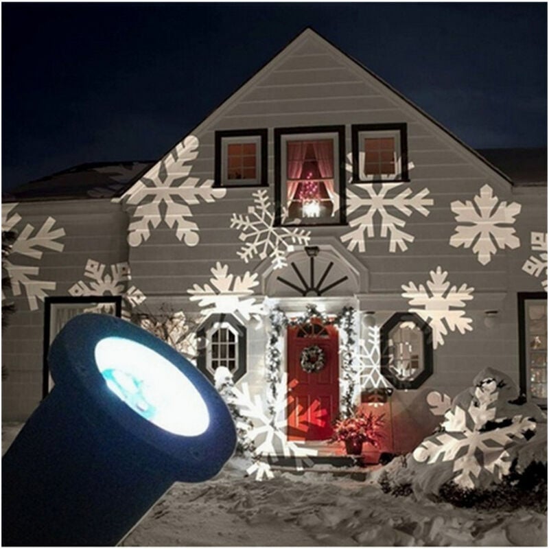 foto del prodotto trade shop traesio proiettore faretto led effetto fiocco di neve bianca addobbi natale per esterno 