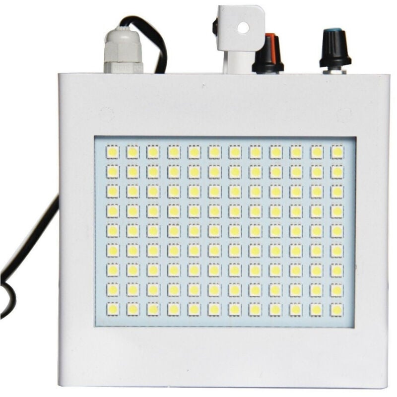 foto del prodotto trade shop traesio - proiettore faro effetto strobo 108 led luce bianca controllo musicale regolabile -
