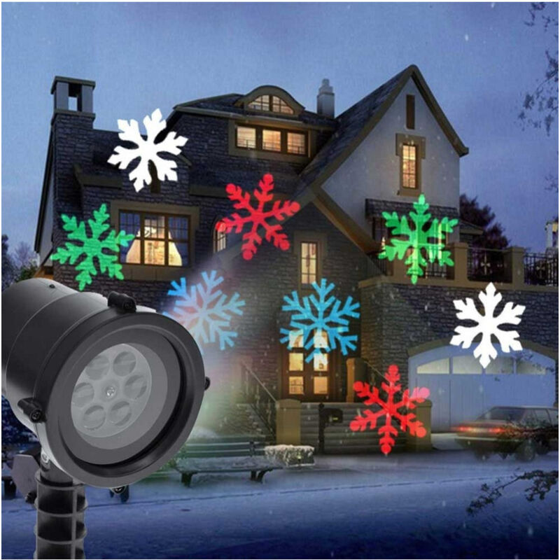 foto del prodotto trade shop traesio proiettore laser led rgb natale esterno giochi luce fiocchi di neve multicolore 