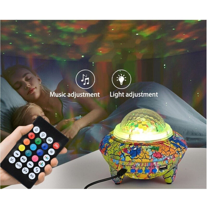 foto del prodotto trade shop traesio proiettore luci effetti led rgb cielo stellato cassa bluetooth 10w 
