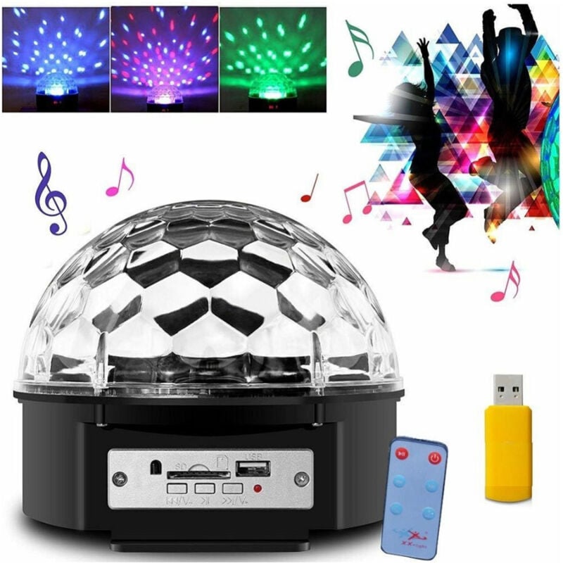 foto del prodotto trade shop traesio - proiettore sfera luce led stroboscopio disco effetti multicolore rgb festa -