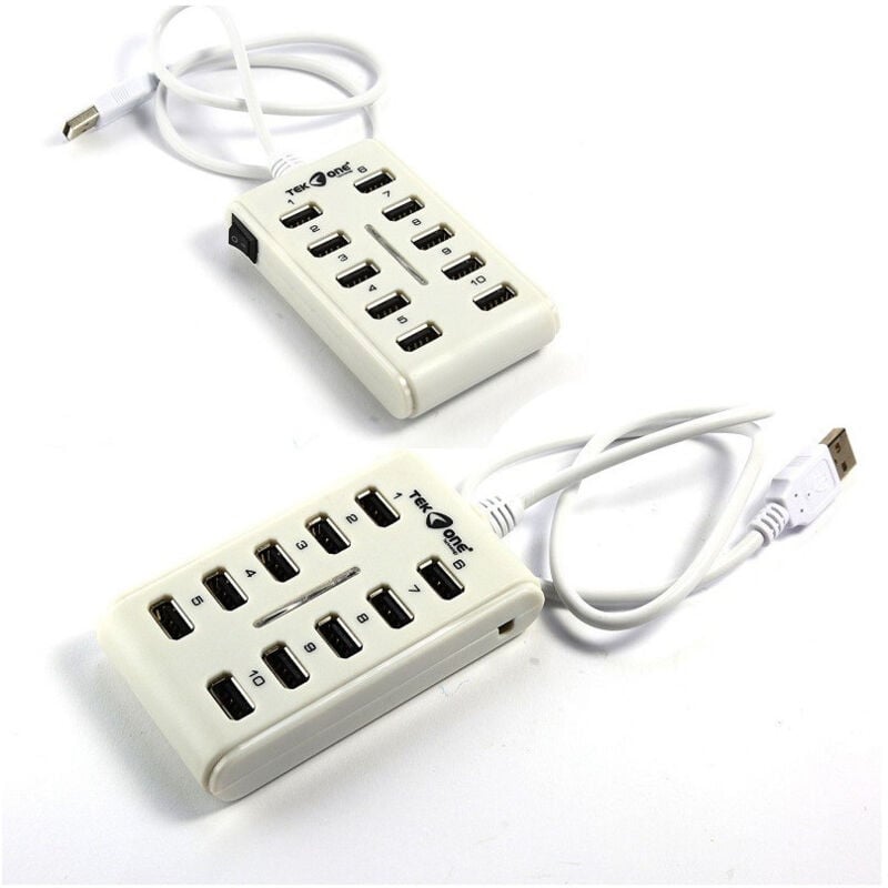 foto del prodotto trade shop traesio prolunga ciabatta hub 10 porte usb 2.0 multipresa moltiplicatore 10 porte usb 