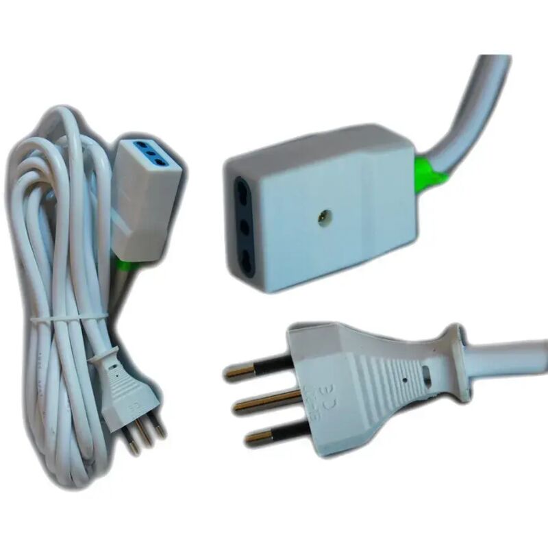 foto del prodotto trade shop traesio prolunga corrente elettrica cavo 3 5 10 metri 220v bipasso spina italiana presa 5 mt 