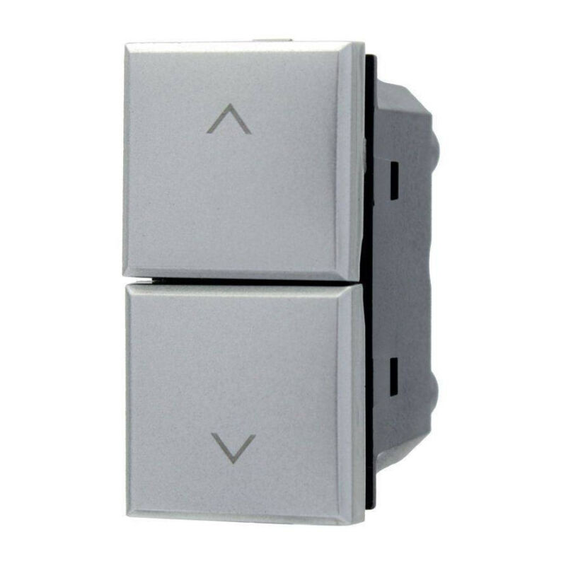 foto del prodotto trade shop traesio pulsante doppio saliscendi 1p 1p silver compatibile con bticino axolute 
