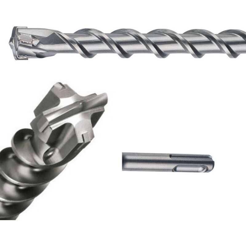 foto del prodotto trade shop traesio punta 2 tagli per muro sds max plus da 600 800 1000 mm per trapano martello sds plus 600 x 22 mm