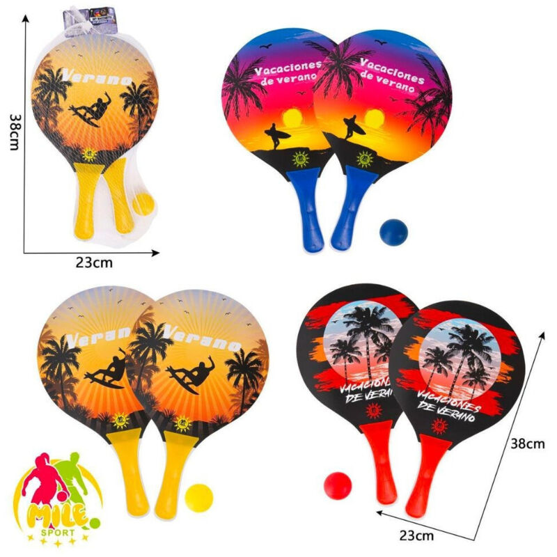 foto del prodotto trade shop traesio racchette gioco da spiaggia con pallina divertimento piscina mare varie fantasie 
