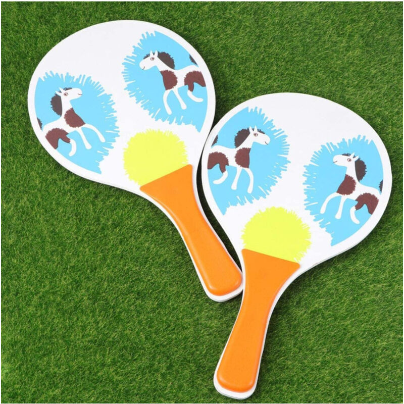foto del prodotto trade shop traesio racchette mare traforate bambini legno beach tennis spiaggia vari colori animali 