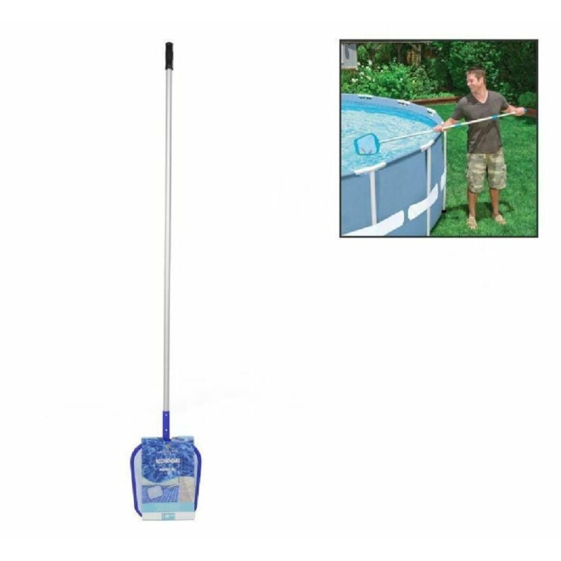 foto del prodotto trade shop traesio raccogli foglie con bastone asta per pulizia superficie acqua piscina 206553 