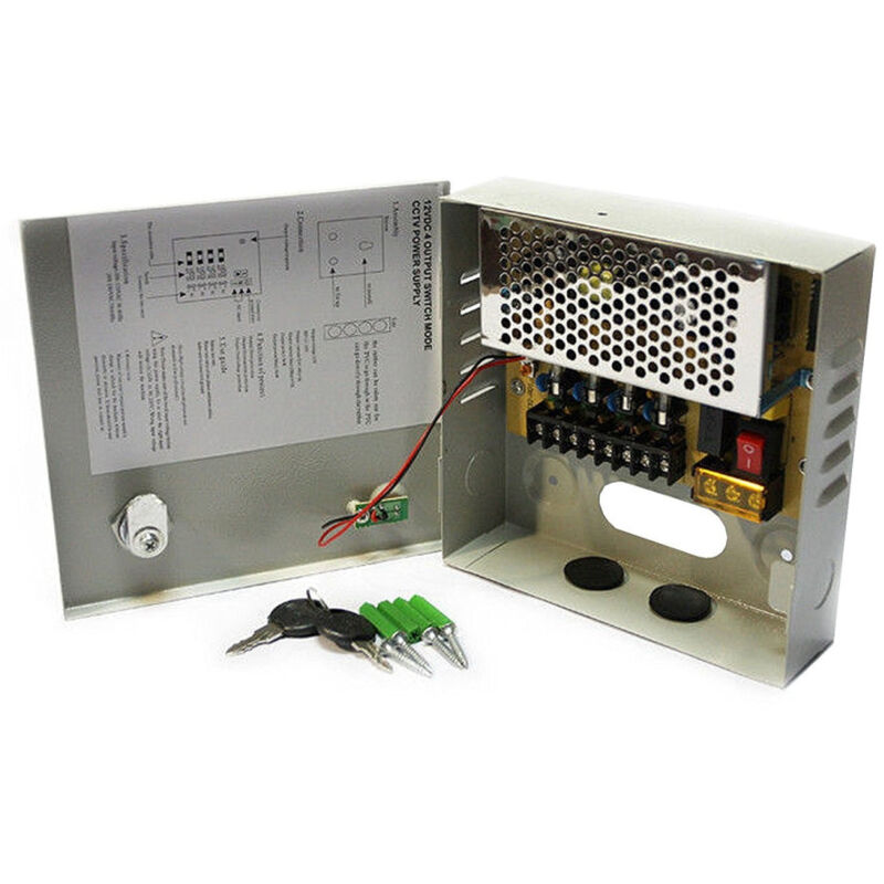 foto del prodotto trade shop traesio rack box alimentatore stabilizzato 4 uscite canali centralina telecamera dc cctv 