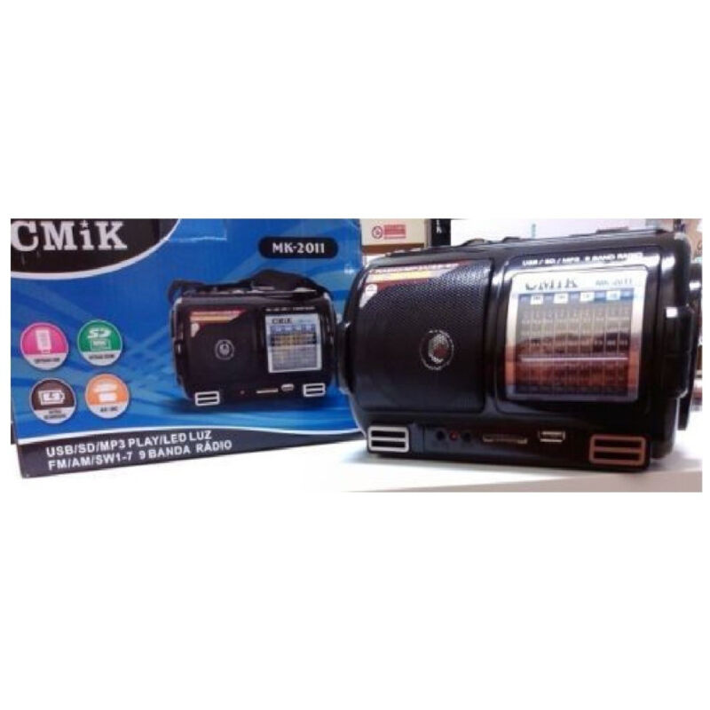 foto del prodotto trade shop traesio radio fm cassa usb sd mp3 jack aux 9 bande con torcia a led nero 