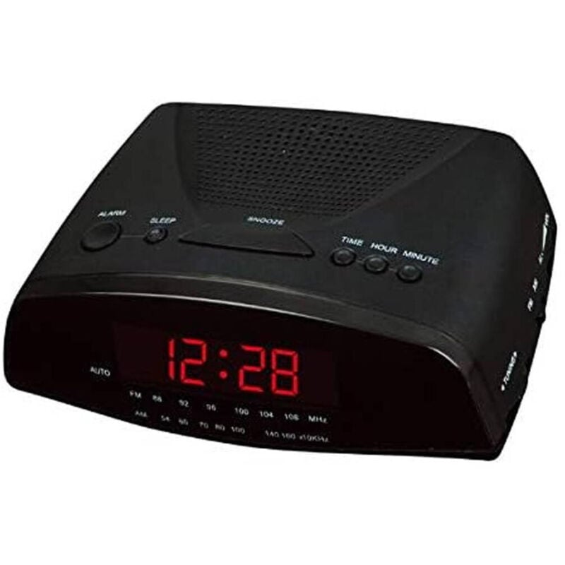 foto del prodotto trade shop traesio - radiosveglia digitale radio sveglia cr-9905 radio pll fm con display a led rossi -