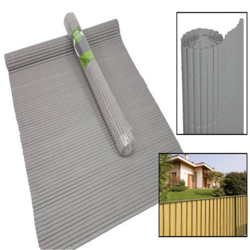 foto del prodotto trade shop traesio recinzione giardino frangivista per balcone canniccio pvc grigio esterno 1x3 mt 