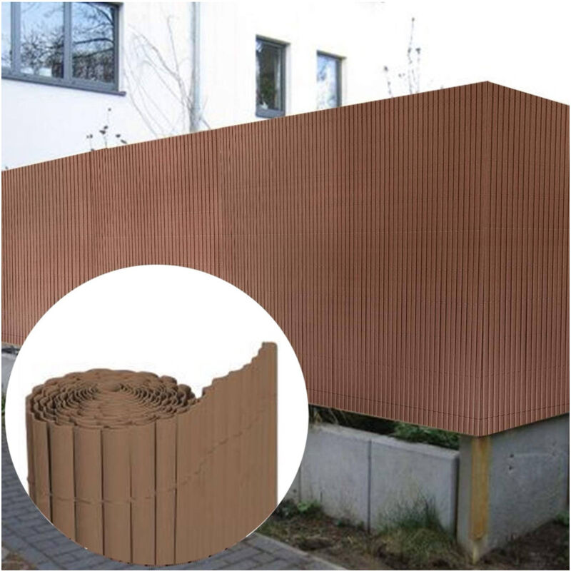 foto del prodotto trade shop traesio recinzione giardino frangivista per balcone canniccio pvc marrone esterno 1x3 mt 