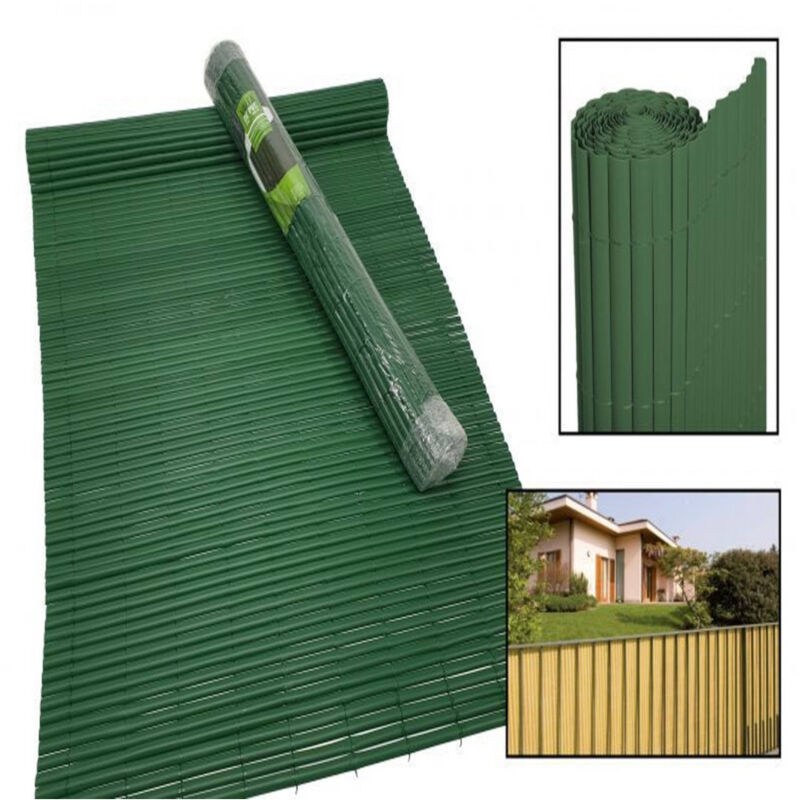 foto del prodotto trade shop traesio recinzione giardino frangivista per balcone canniccio pvc verde esterno 1x3 mt 