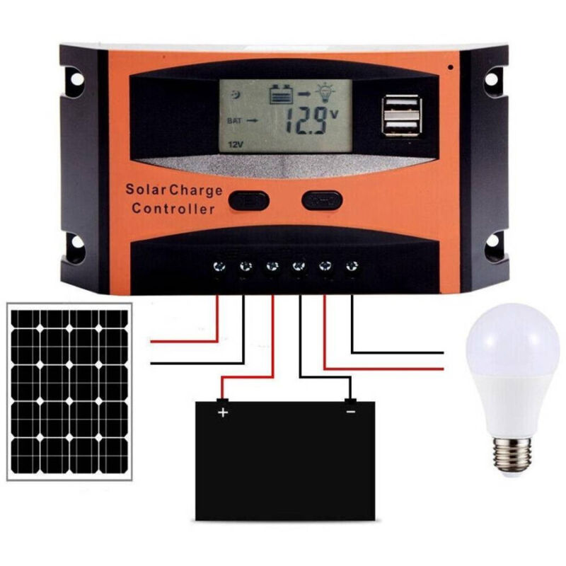 foto del prodotto trade shop traesio regolatore di carica 20 a per pannello solare 12 24v display lcd usb ld2420c 
