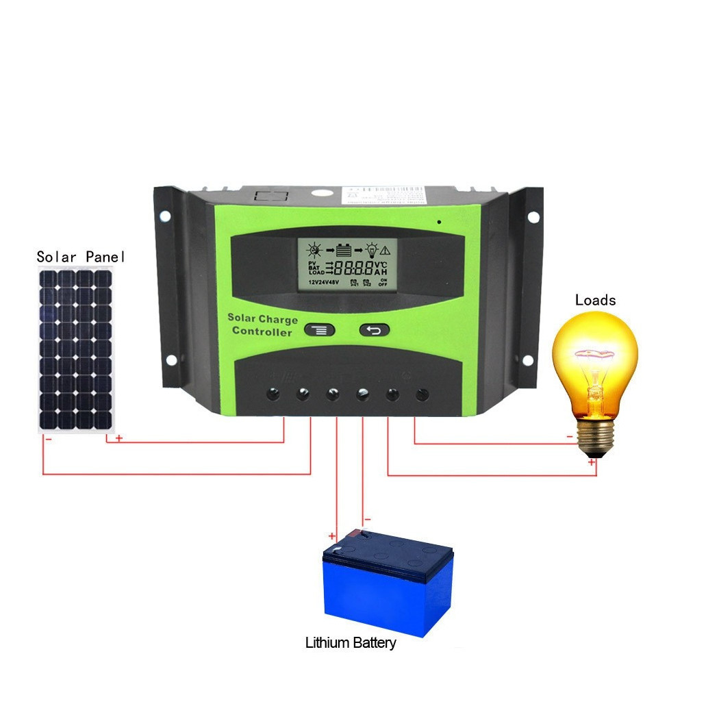 foto del prodotto trade shop traesio regolatore di carica per pannello solare 12v 24v 10 20 30 40a ampere controller 40 ampere 