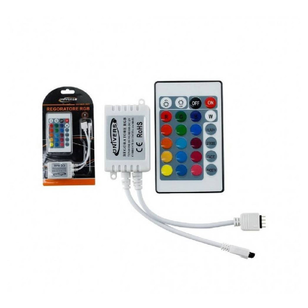 foto del prodotto trade shop traesio regolatore telecomando ir 24 tasti luce musica 12v per strisce led rgb te rgb 