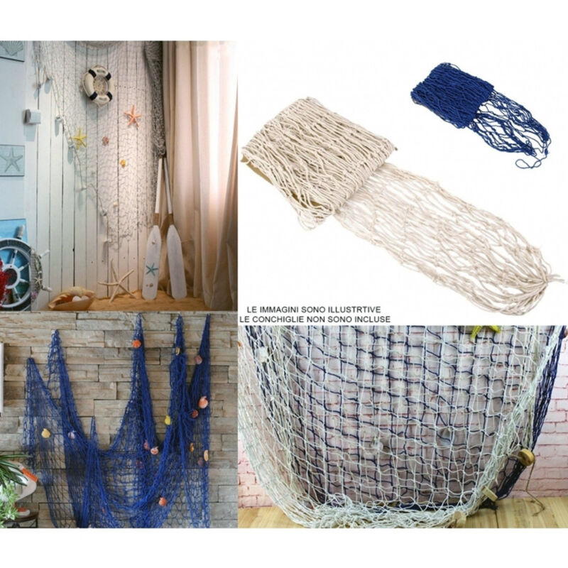 foto del prodotto trade shop traesio rete pesca decorativa 150x200cm nautica tema marino mare casa ristorante wedding 