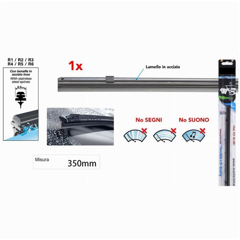 foto del prodotto trade shop traesio ricambi per spazzola tergicristallo gommino nero 35 cm alta qualit ter rel002 