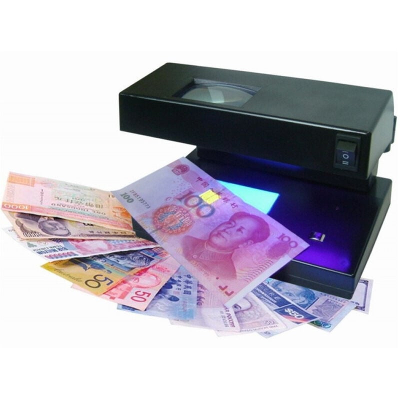 foto del prodotto trade shop traesio - rilevatore soldi falsi luce uv controllo mg nuove banconote euro money detector -