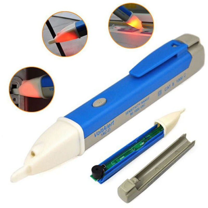 foto del prodotto trade shop traesio rilevatore verifica di tensione corrente elettrica penna tester led 90v 1000v 