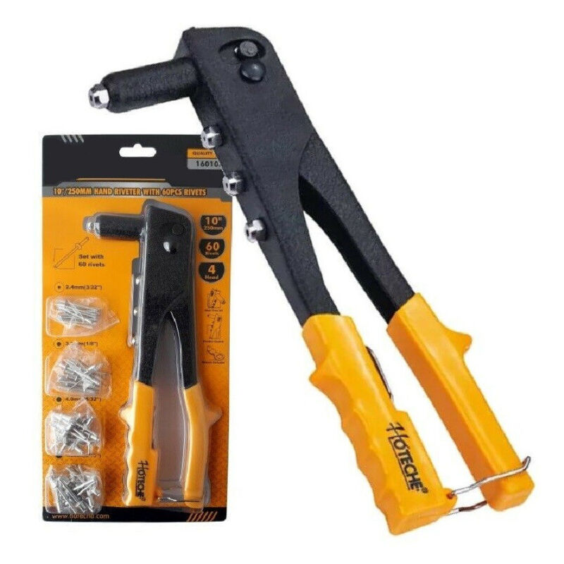 foto del prodotto trade shop traesio rivettatrice manuale 4 testine 60 pz per rivetti da 2.4 3.2 4.0 4.8 a 160105 