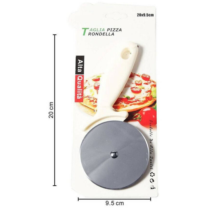 foto del prodotto trade shop traesio rotella taglia pizza in acciaio coltello a ruota per cucina ristorante 20x9,5cm 