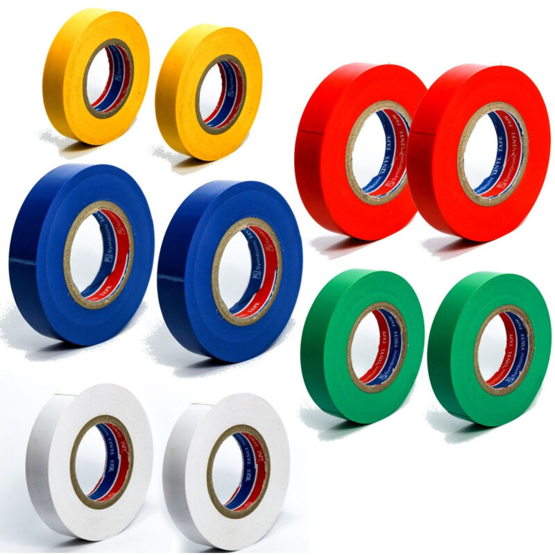 foto del prodotto trade shop traesio rotoli nastro isolante colorato vari colori per elettricista pvc 15 mm x 1,5cm 