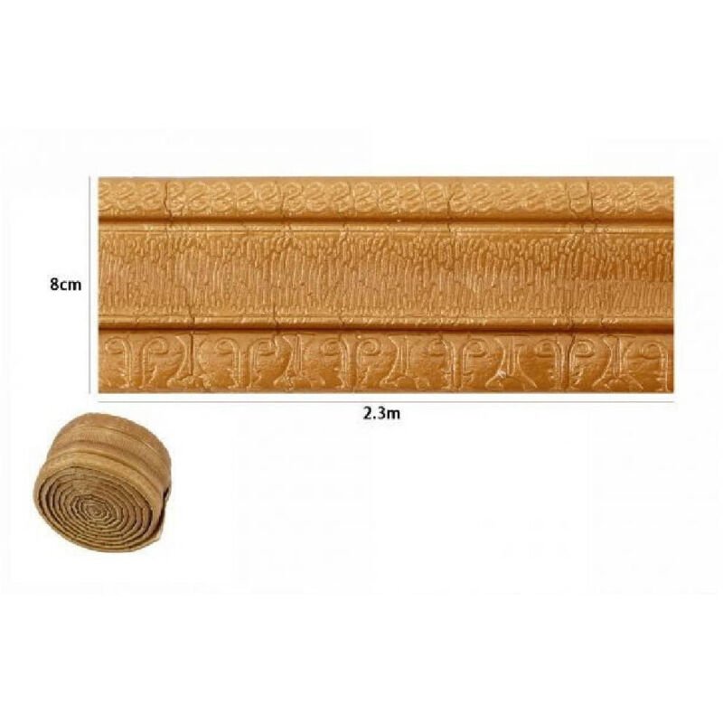 foto del prodotto trade shop traesio - rotolo carta adesiva per parati mobili greca stampa 3d bronzo 8cm x 2.3mt 69223 -