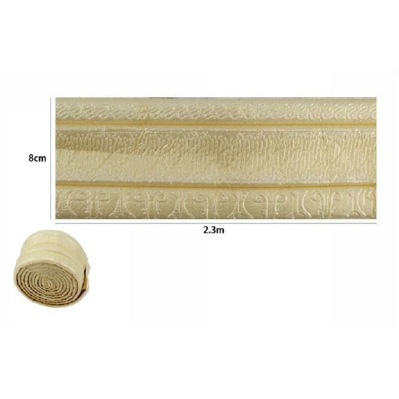 foto del prodotto trade shop traesio - rotolo carta adesiva per parati mobili greca stampa 3d dorata 8cm x 2.3mt 69222 -