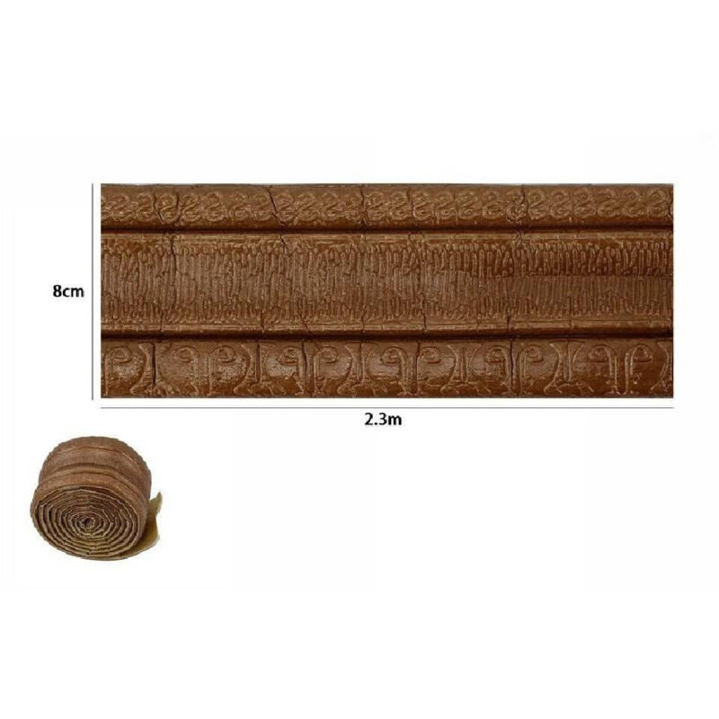 foto del prodotto trade shop traesio - rotolo carta adesiva per parati mobili greca stampa 3d marrone 8cm x 2.3mt 69219 -