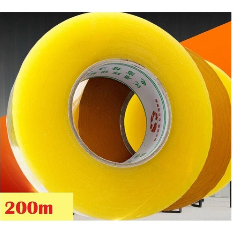 foto del prodotto trade shop traesio - rotolo nastro adesivo per imballaggi trasparente 4,8cm x 200mt doppio metraggio -