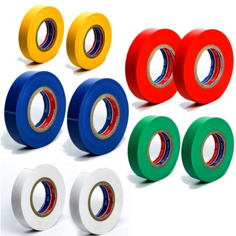 foto del prodotto trade shop traesio rotolo nastro pvc isolante isolato colorato 0.13mmx17mmx20yds alta adesivit 