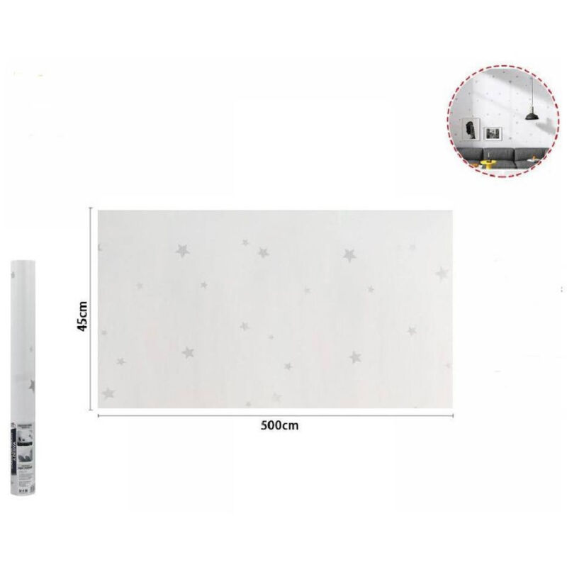 foto del prodotto trade shop traesio rotolo pellicola adesiva bianca con stelle 45cmx5mt mobili carta da parati 71130 