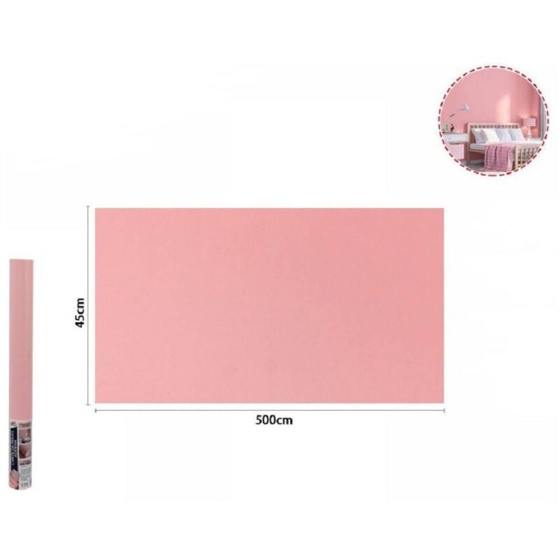 foto del prodotto trade shop traesio rotolo pellicola adesiva colore rosa 45cm x 5mt per mobili carta da parati 71124 