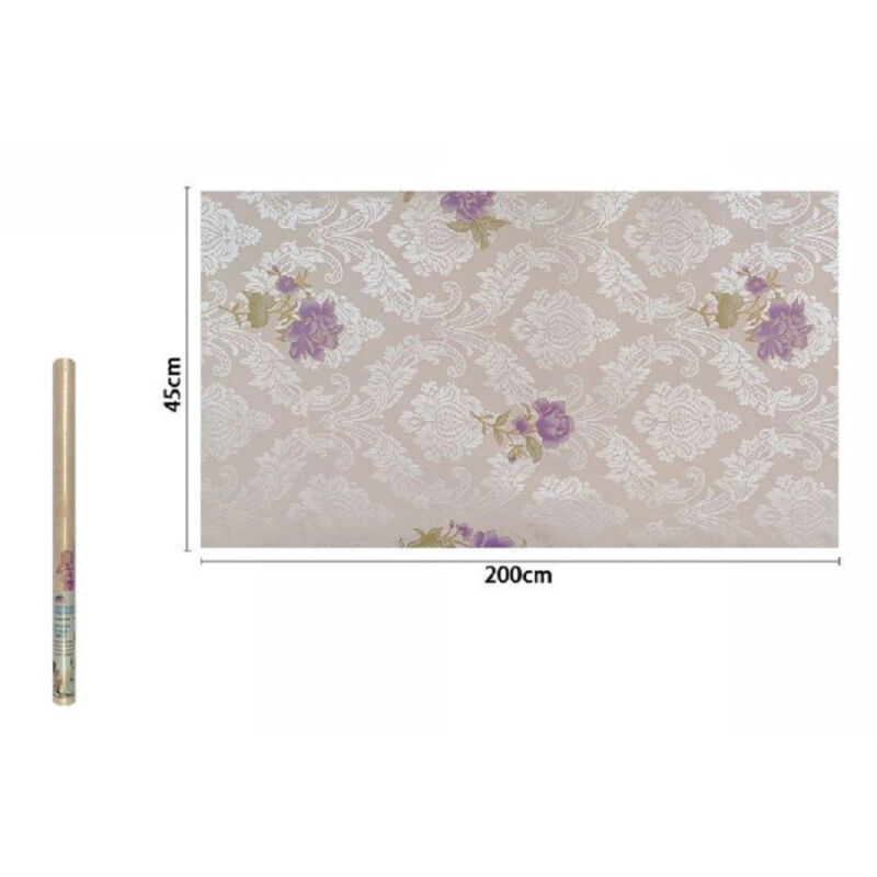 foto del prodotto trade shop traesio rotolo pellicola adesiva pvc damascato con fiori viola 45cmx2mt mobili 71219 casa 