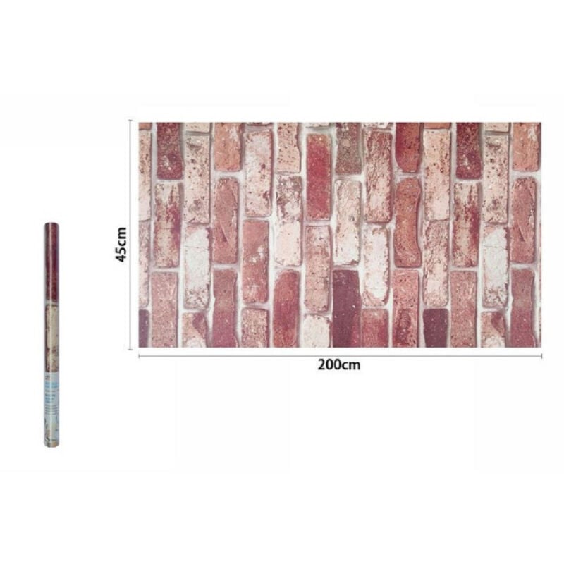 foto del prodotto trade shop traesio rotolo pellicola adesiva pvc effetto mattone rustico 45cmx2 mt mobili casa 71278 