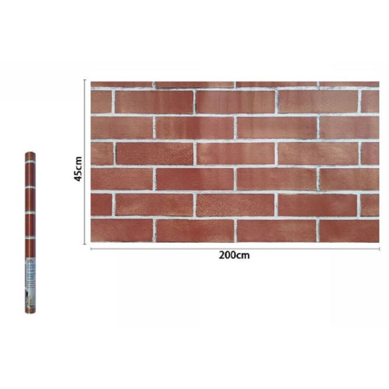 foto del prodotto trade shop traesio rotolo pellicola adesiva pvc effetto mattoni 45cmx2mt mobili casa cassetti 71279 