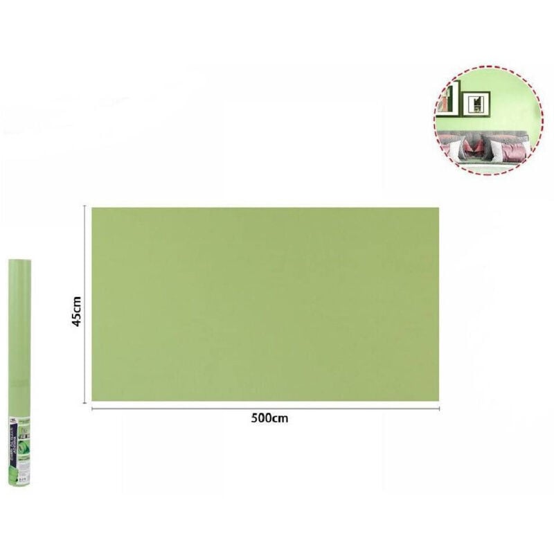 foto del prodotto trade shop traesio - rotolo pellicola adesiva verde chiaro 45cmx5mt per mobili carta da parati 71126 -
