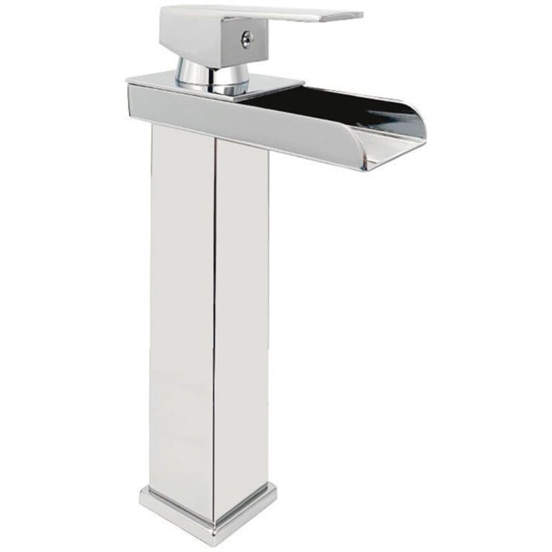 foto del prodotto trade shop traesio rubinetto bagno design moderno a cascata miscelatore monocomando alto cromato 