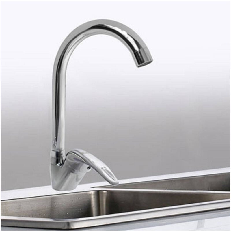 foto del prodotto trade shop traesio rubinetto cucina canna alta curva monocomando lavello miscelatore cromato 52934 