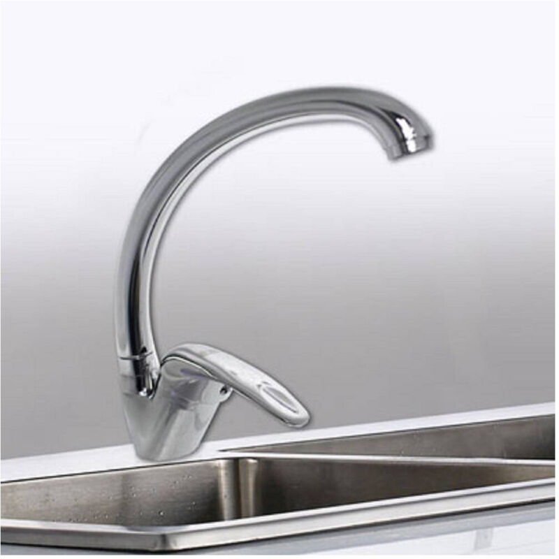 foto del prodotto trade shop traesio rubinetto da cucina miscelatore da lavello monocomando ottone cromato 52845a 