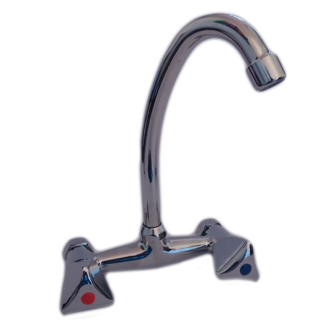 foto del prodotto trade shop traesio rubinetto miscelatore doppio comando canna alta cucina lavello lavabo 