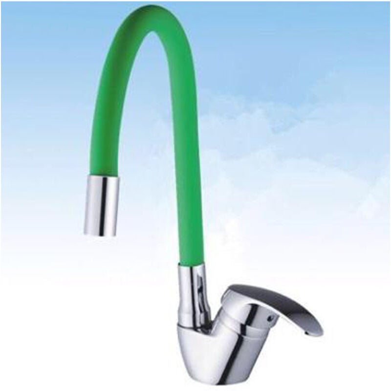 foto del prodotto trade shop traesio rubinetto miscelatore girevole per lavandino lavello cucina colore canna verde 