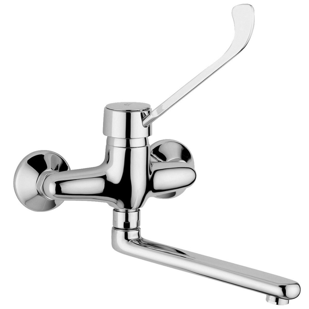 foto del prodotto trade shop traesio rubinetto miscelatore lavabo lavello cucina comando a gomito leva lunga clinica 