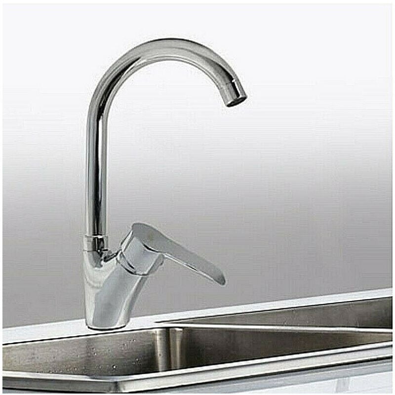 foto del prodotto trade shop traesio rubinetto miscelatore lavello cucina canna alta curva modello londra 52343a 