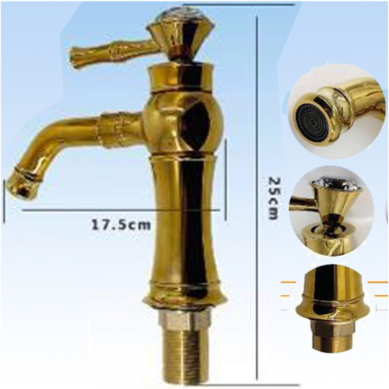 foto del prodotto trade shop traesio rubinetto miscelatore monocomando lavabo lavello bagno cucina ottone dorato oro 