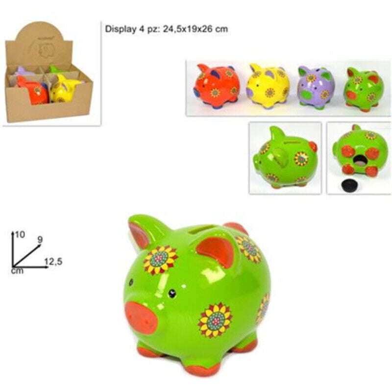 foto del prodotto trade shop traesio salvadanaio maialino colorato 10cm in ceramica monete porta soldi 